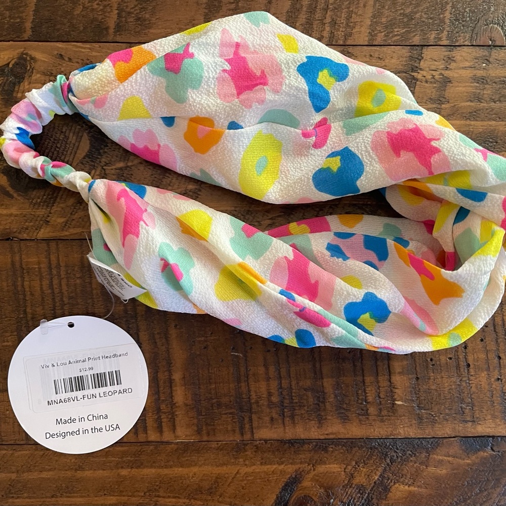 Vic & Lou colorful cheetah print head band